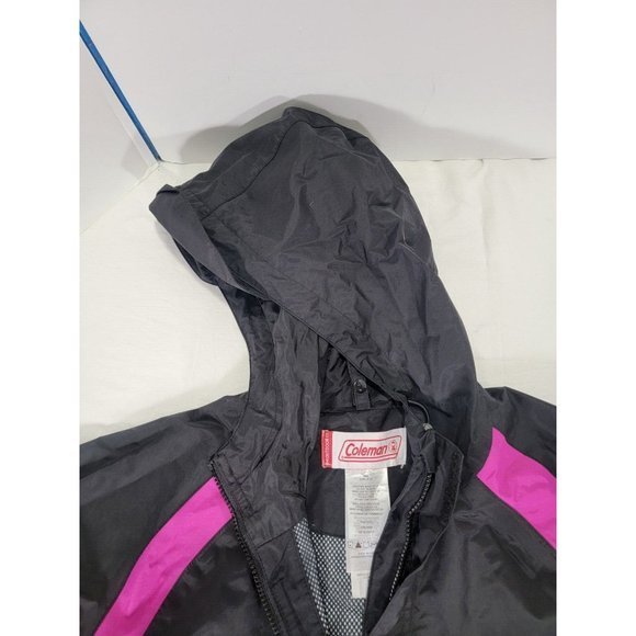 Coleman Size 8‎ Girls Medium Rain Jacket Lightweight Magenta Black Full Zip Hood - Picture 4 of 9